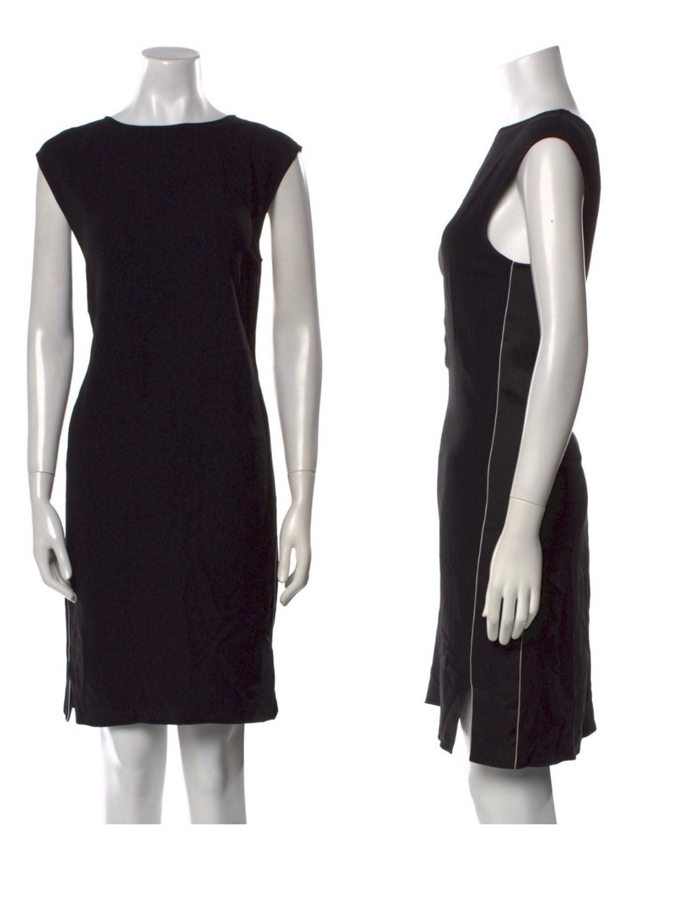 Theory Rosina Crepe Minimal Sheath Dress Black Sleeveless | Medium